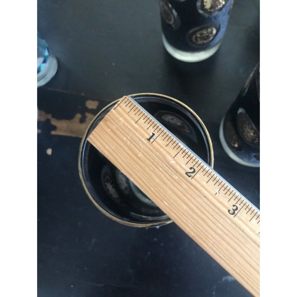 Libbey Black With Gold Coin Highball‎ Tea Glasses Set Of 2
